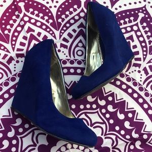 Blue Suede Wedges